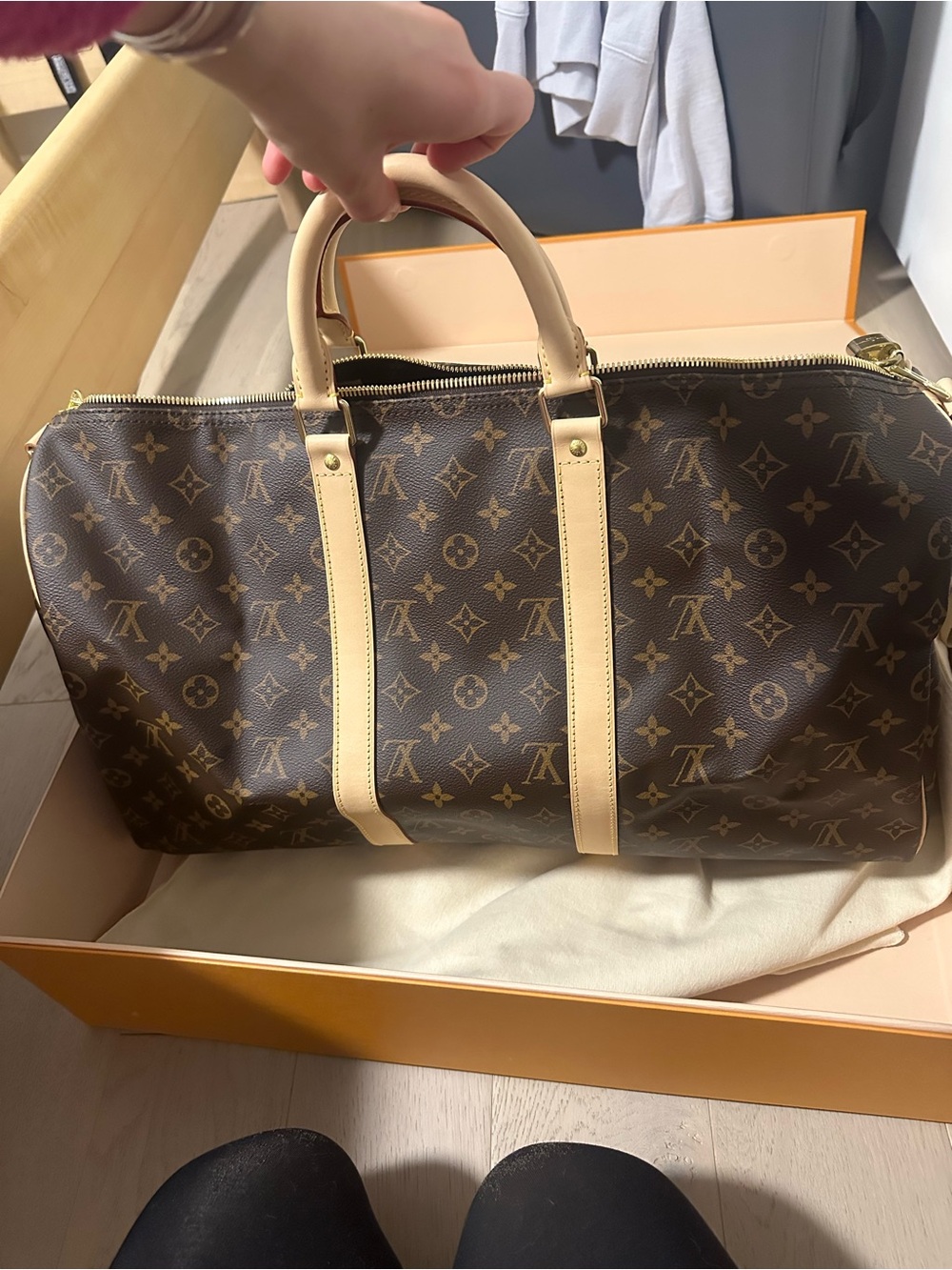 Louis Vuitton Brown Monogram Duffel with Natural Leather Trim - Picture 2 of 4